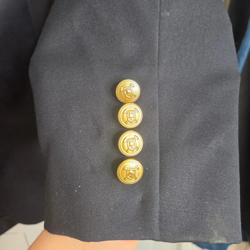 Lauren Ralph Lauren Mens 44S Navy Blue‎ Wool Blazer Gold Crest Buttons